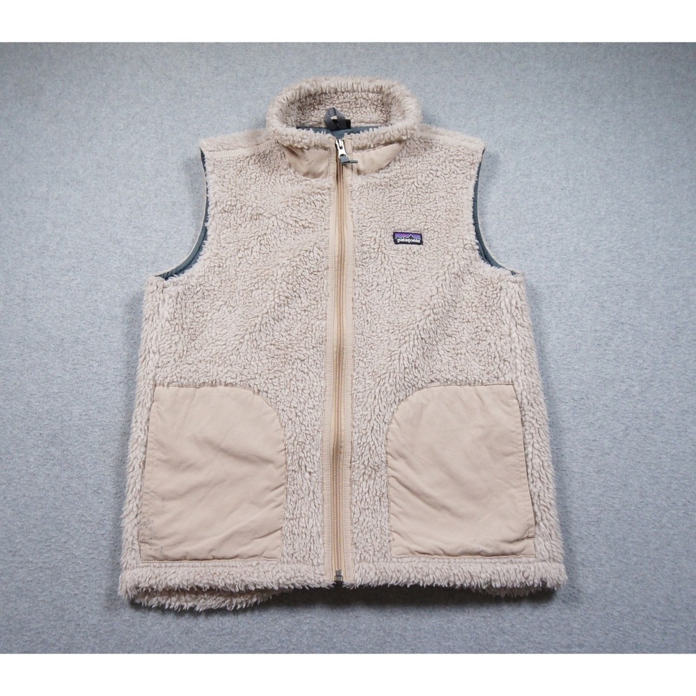 Patagonia Jacket Youth Large Beige Vest Retro X Fleece Full Zip Kids Deep Pile